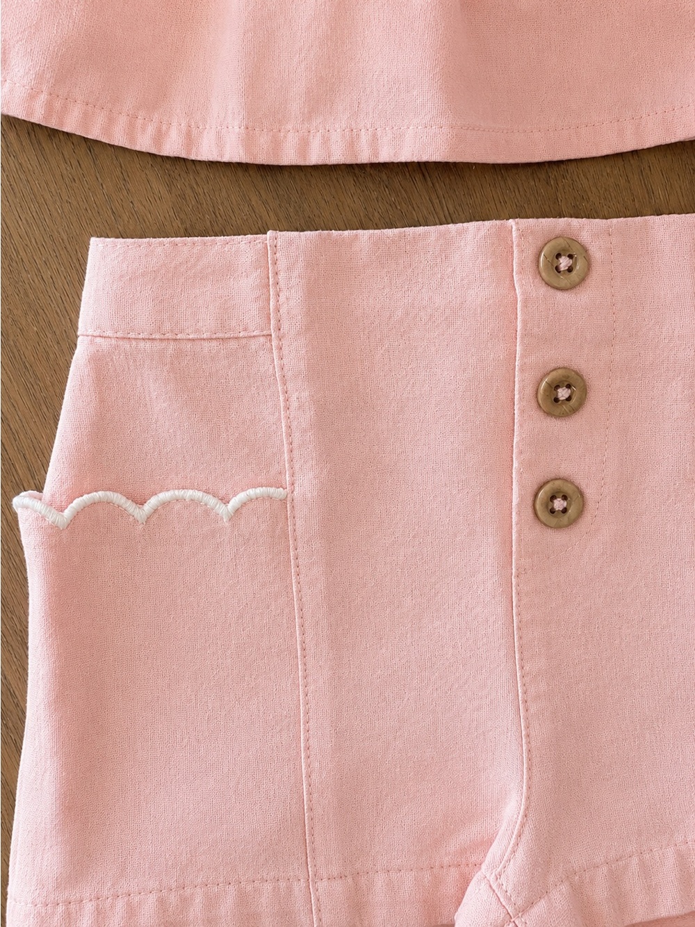 Joie Baby Girls Pink Linen Blend Embroidered Ruffle Set 18M - Picture 5 of 8
